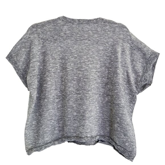 Madewell Women's Gray Ribbed Knitted Raglan Sleeve Boxy Sweater Tee Size M - Picture 4 of 8